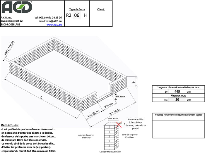 Allongement des portes pour serres sur muret