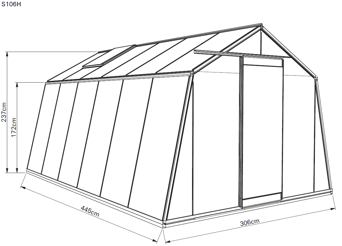 Serre de jardin en verre ACD S106 dimensions